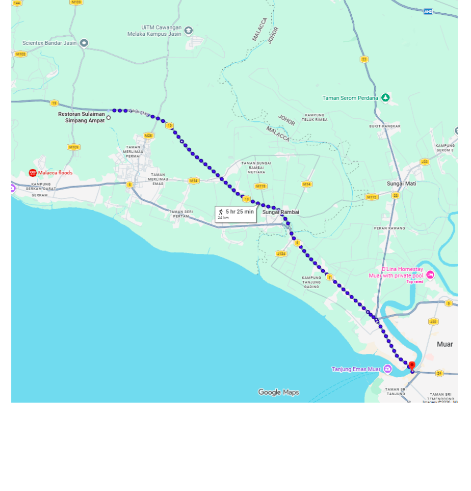 Peta route akhir menuju Laman Maharani, Muar
